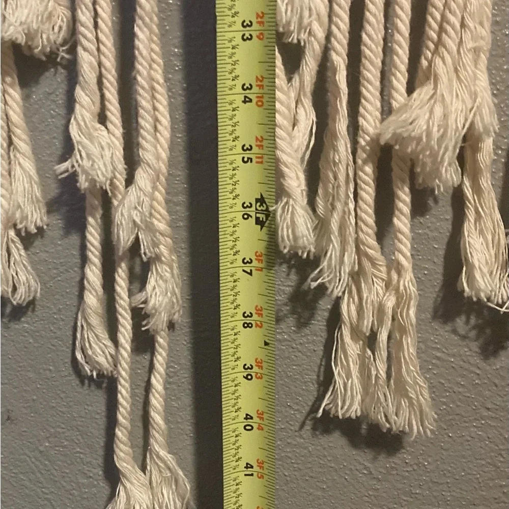 Cream Tapestry with Intricate Macrame and Fringe